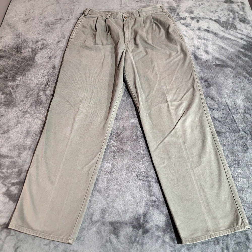 Dockers Pants Men 34x32 Fits 32x30 Gray Pleated Khaki Relaxed Skater Vintage